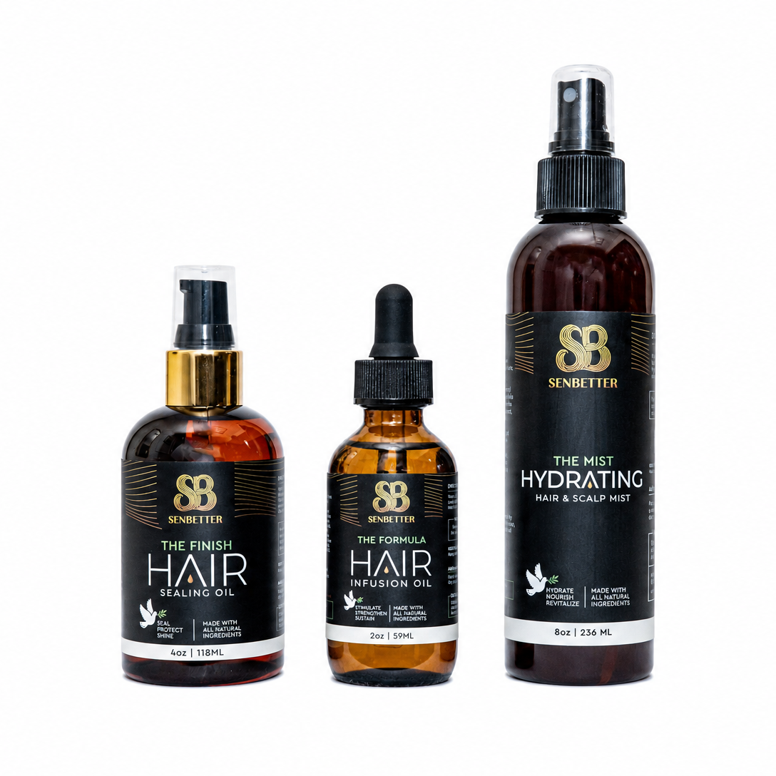 The Core Bundle botanical hair care trio for hydration, nourishment, and moisture protection